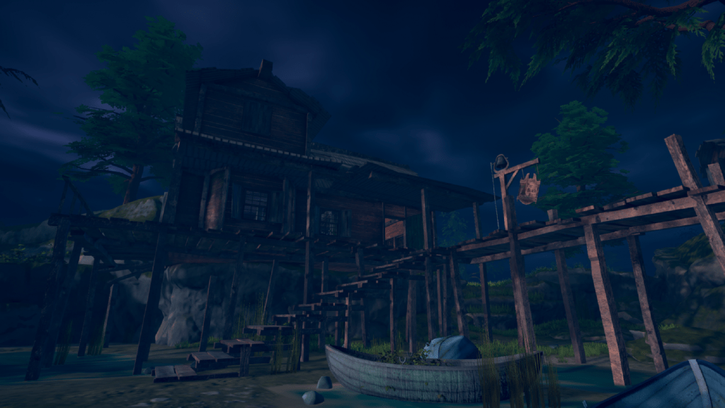 Ghost on the Shore, video game, screenshot, boat, pub, inn, night, dark