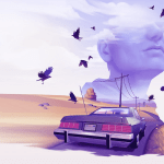 Hitchhiker, A Mystery Game, video game, featured, box art, car, head, road, birds