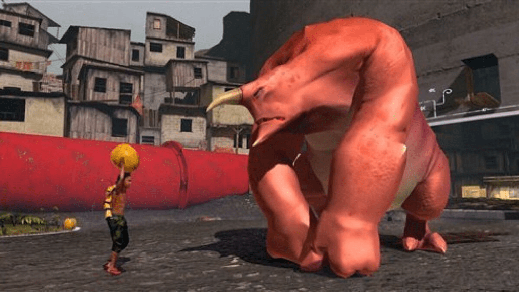 Papo & Yo, video game, screenshot, Monster, Quico, coconut, boy, favela