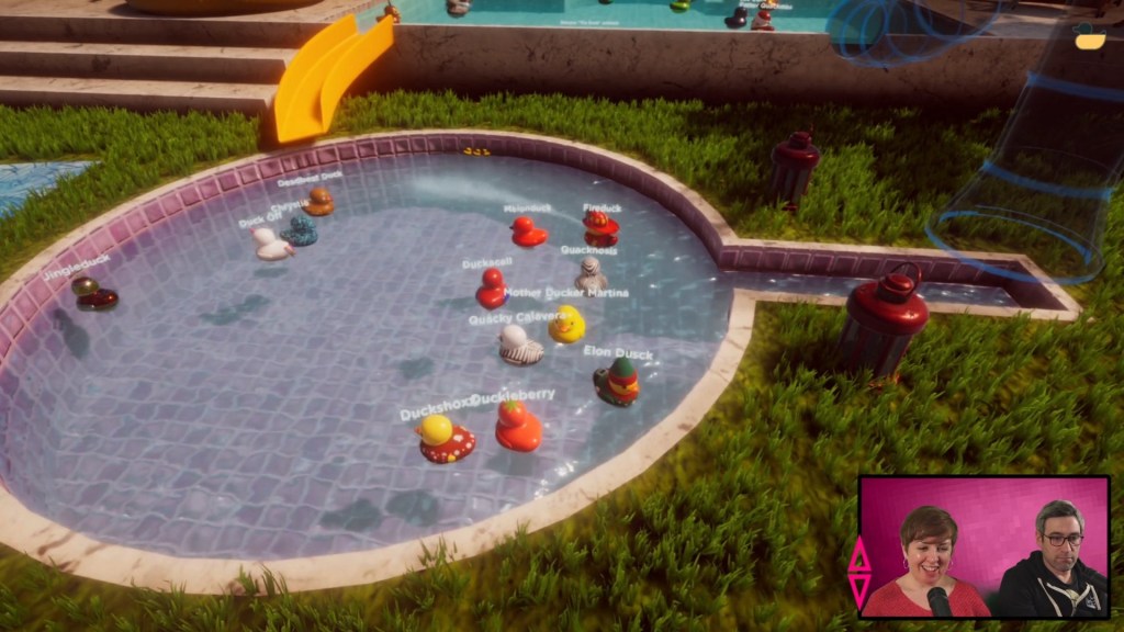 Placid Plastic Duck Simulator, video game, screenshot, stream, pool, water, ducks