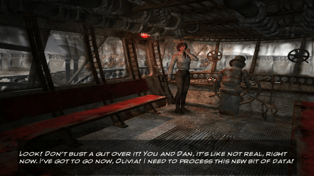 Syberia, video game, screenshot, Kate Walker, telephone call, Olivia