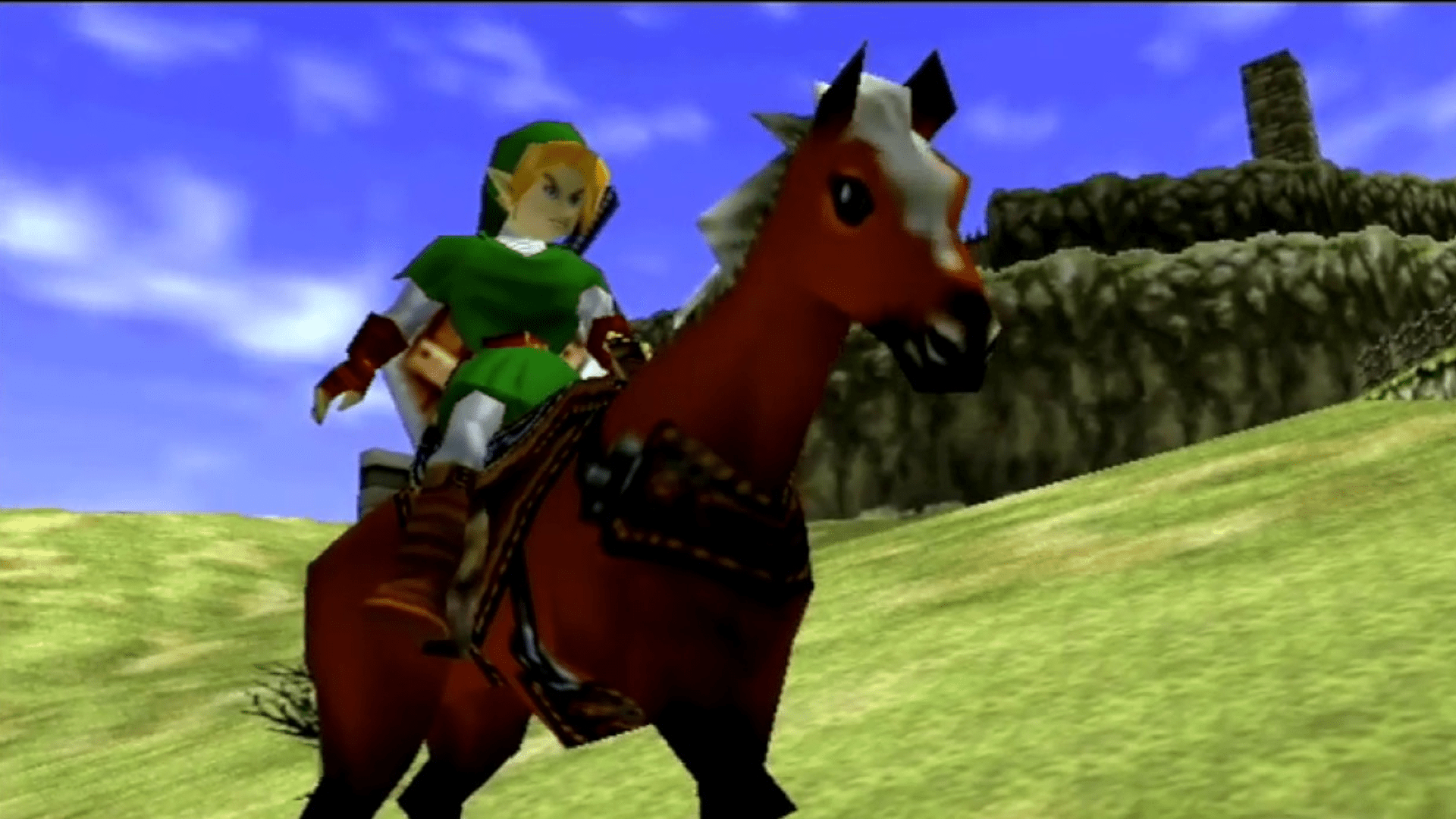 The Legend of Zelda, Ocarina of Time, video game, screenshot, Link, horse, Epona