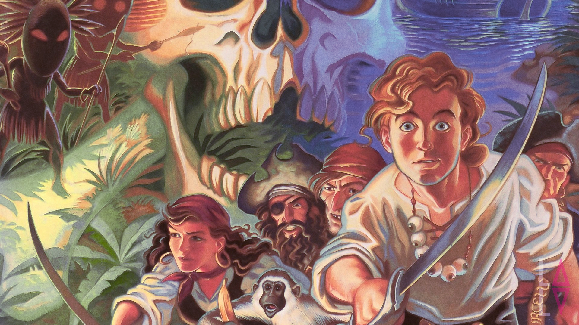 The Secret of Monkey Island, video game, box art, featured image, Guybrush, Elaine, monkey, pirates